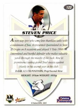 2001 Select Impact #123 Steve Price Back